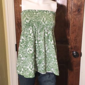 Strapless loft top green and white